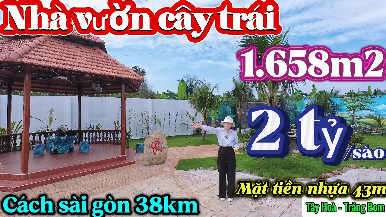 Nhà đất đồng nai, bán nhanh nhà vườn nghỉ dưỡng mặt tiền đường nhựa 43m sổ hồng riêng gần KCN
