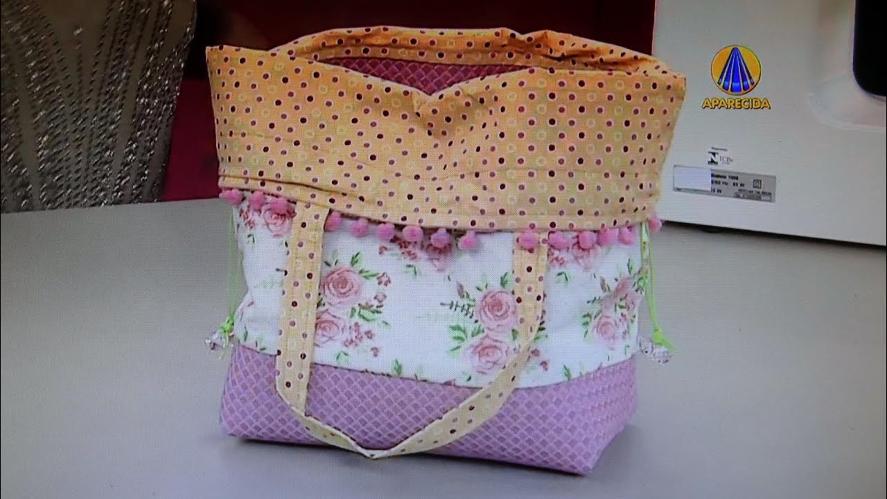 Bolsa tipo cachepô de tecido Ana Eva. DIY. Beautiful fabric bag tutorial. Make a fabric bag
