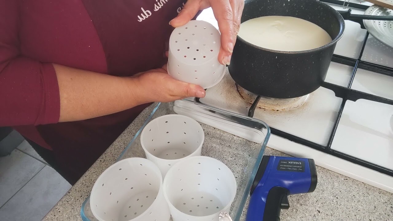 Faisselle au lait cru maison (le lait et un lait qui est Local)