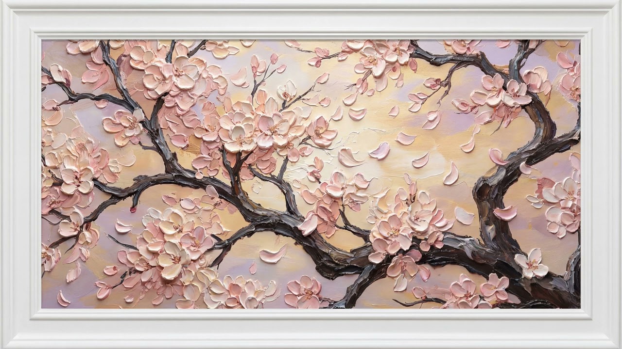 Cherry Blossom Branches | 8-Hour 4K Floral Art | Frame TV Screensaver
