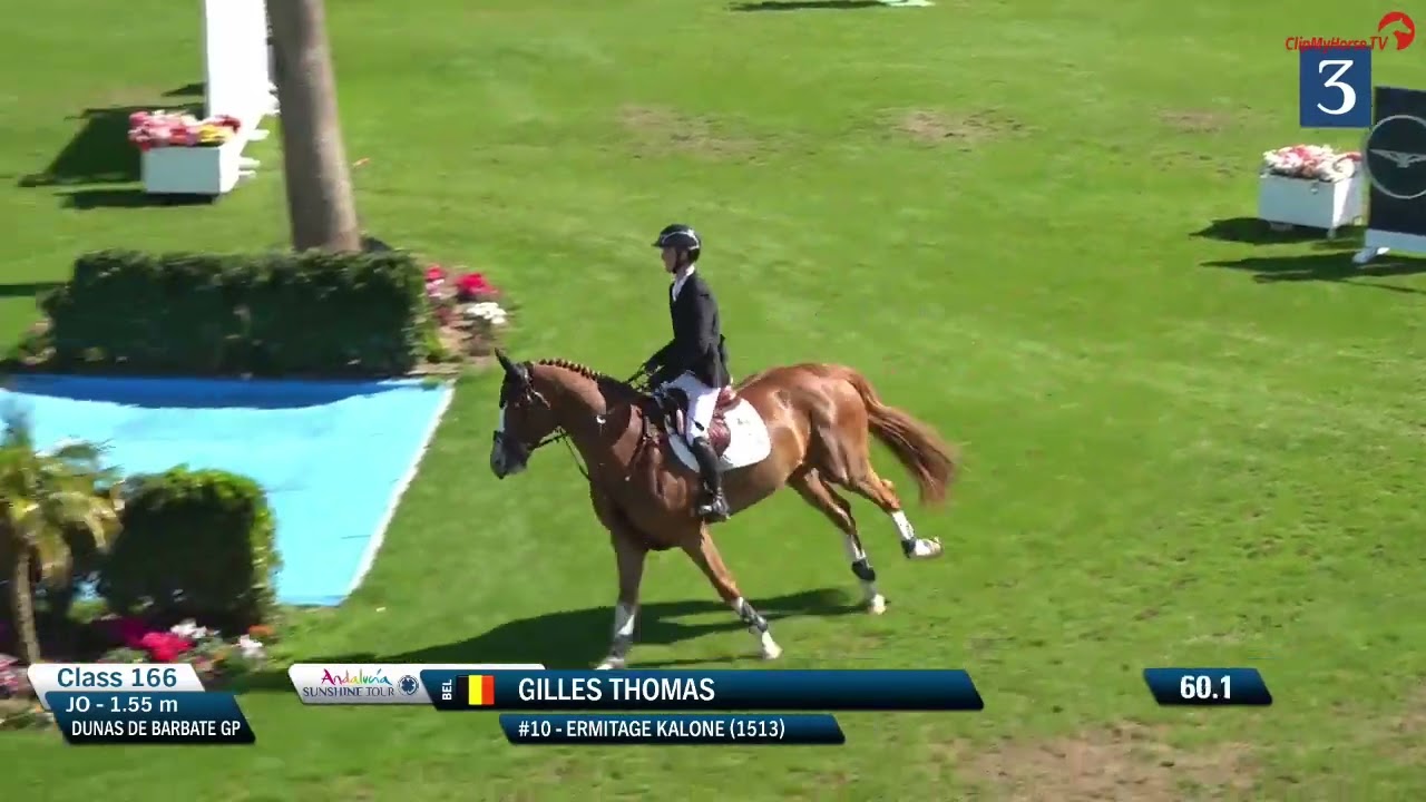 Ermitage Kalone and Gilles Thomas finishing 3rd in 1.55m GP in Oliva