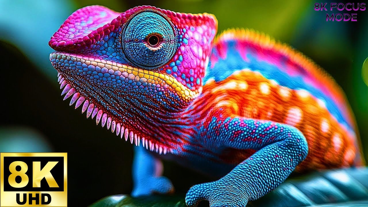 Video showcasing animals on an OLED screen, HDR 8K Ultra HD, Dolby Vision™ 60fps