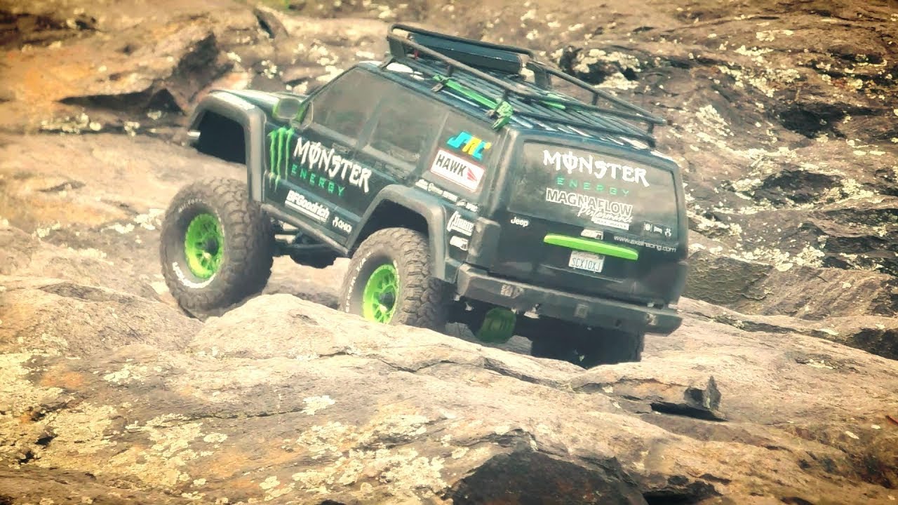 Xtra Speed SCX10II Axles Housing Testing On the Rocks - JPRC  Monster Energy Jeep Cherokee