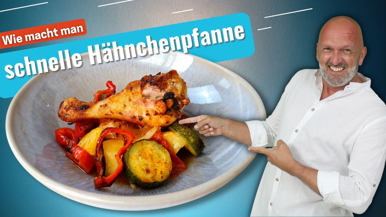 Hähnchenschenkel im Backofen mit Gemüse - einfach, schnell & lecker