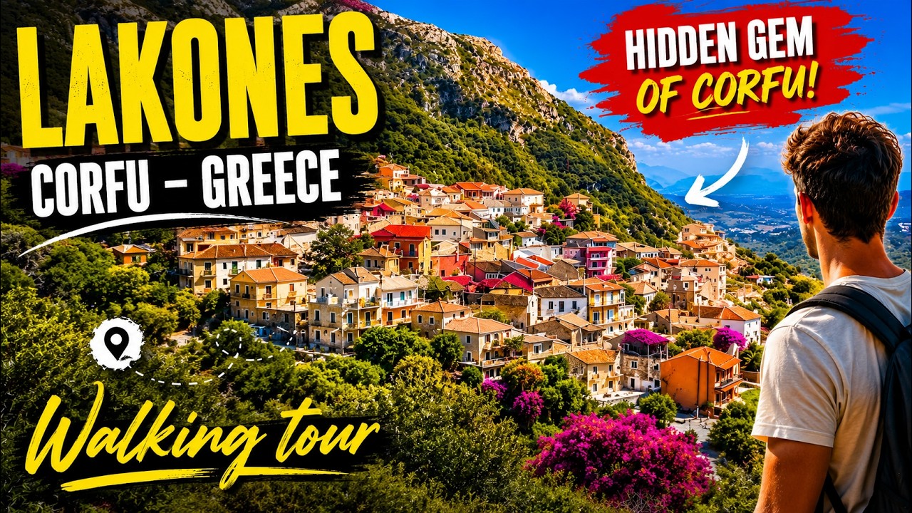 Lakones. Corfu. Greece. Beautiful ionian sea view 4k. Relaxing walk with chill out music.