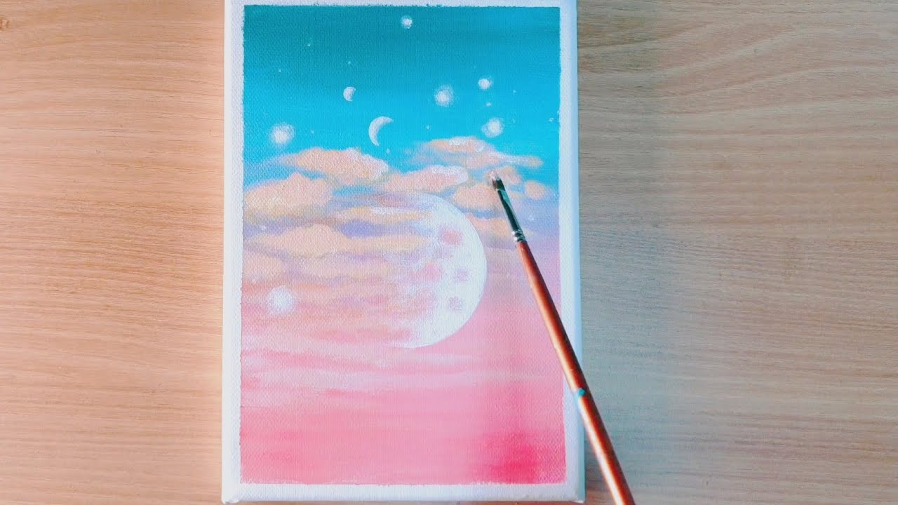 Moon in the Clouds #83/Acrylic painting on canvas Step by Step
