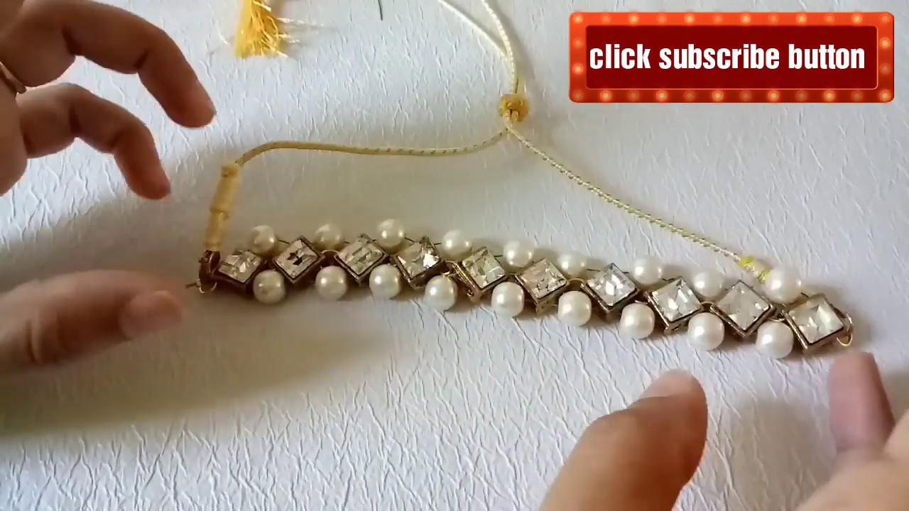 (हिन्दी)DIY/Kundan and Pearl Necklace Making/How to Make Beautiful Pearl n Kundan choker at home..