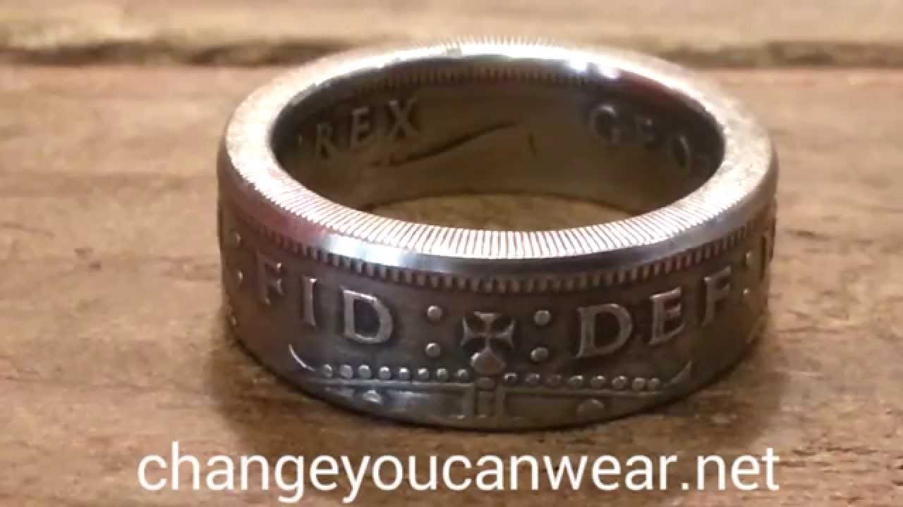 British Two Shillings coin ring