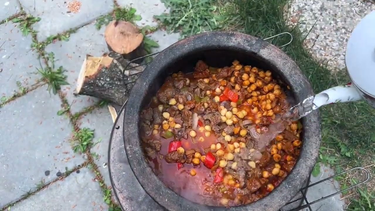 Nohut with Meat Over Open Fire ASMR !