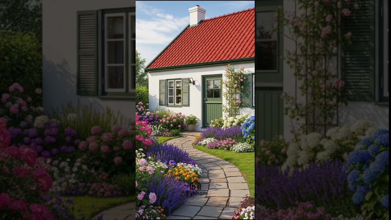 Rustic House Charm: Stone and Red Roof Design