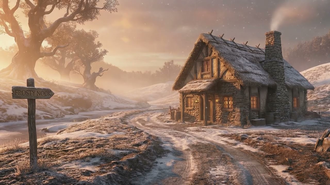 Snowy Nook Cottage Ambience | Cozy Winter Morning Sounds & Snowfall
