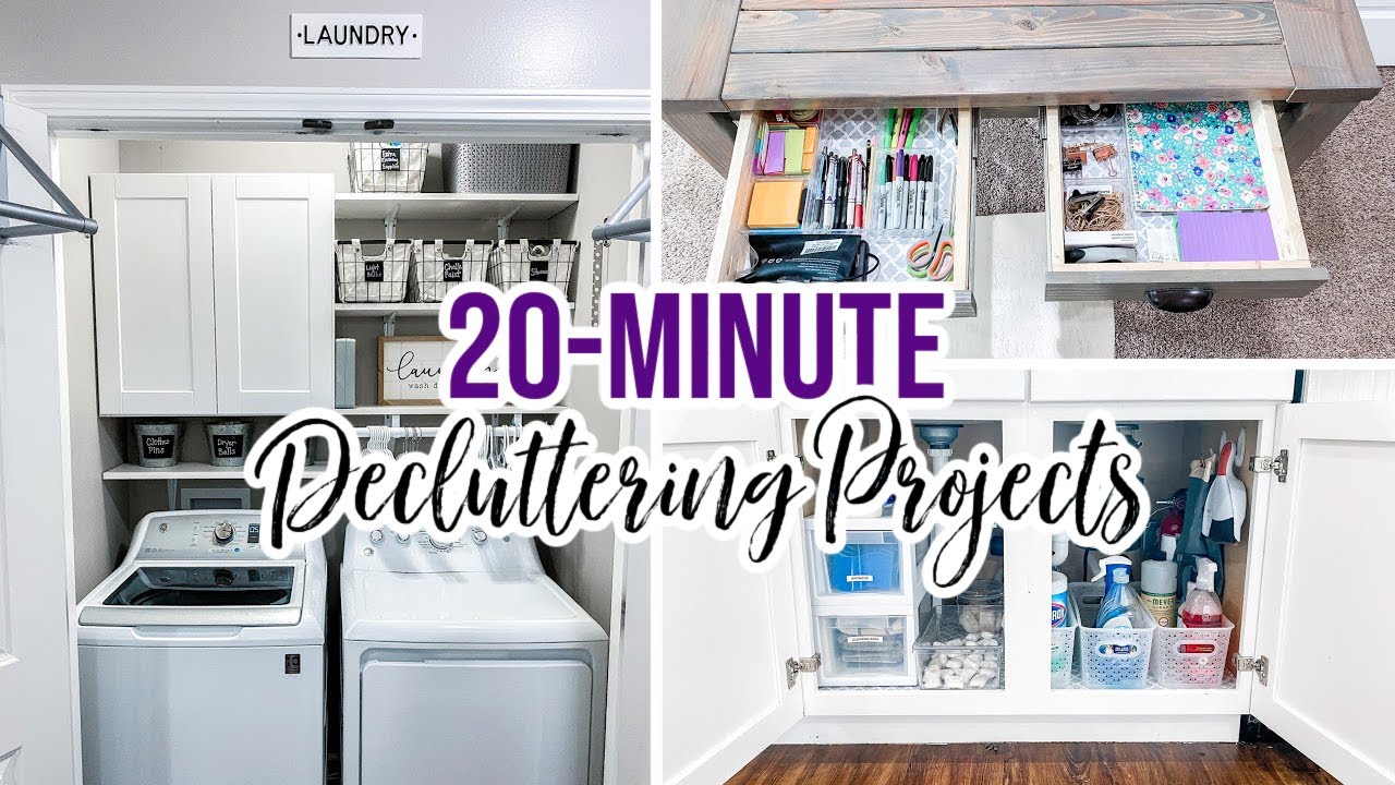 20 MINUTE DECLUTTERING PROJECTS | LAUNDRY CLOSET | UNDER THE KITCHEN SINK | DESK ORGANIZATION