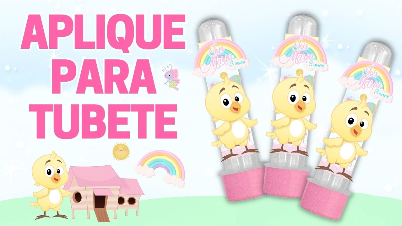 Arte do Aplique Para Tubete no CANVA | Pintinho Amarelinho