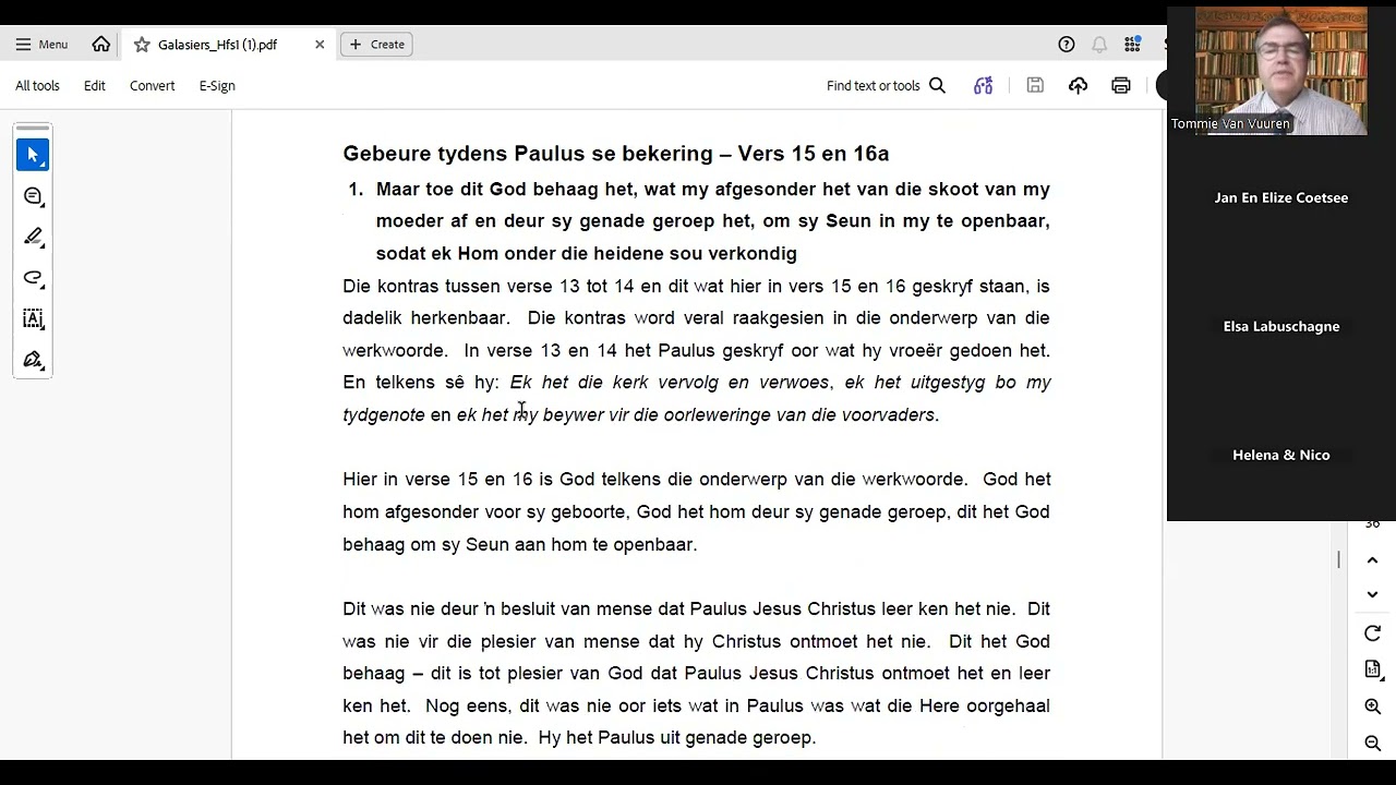 Bybelstudie 11 Feb 2026 Gal 1 Paulus word deur God onderrig oor die Evangelie