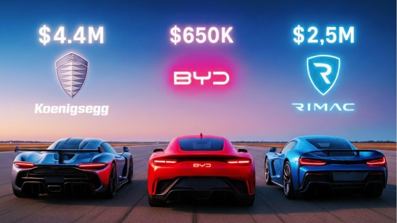 Rimac Nevera R vs BYD U9X vs Jesko Absolut: Ultimate Hypercar Showdown!