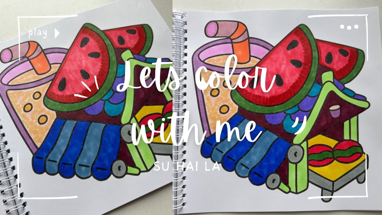 Lets Color With Me 🍉🥤🛖| Hygae Place | Cocowyo