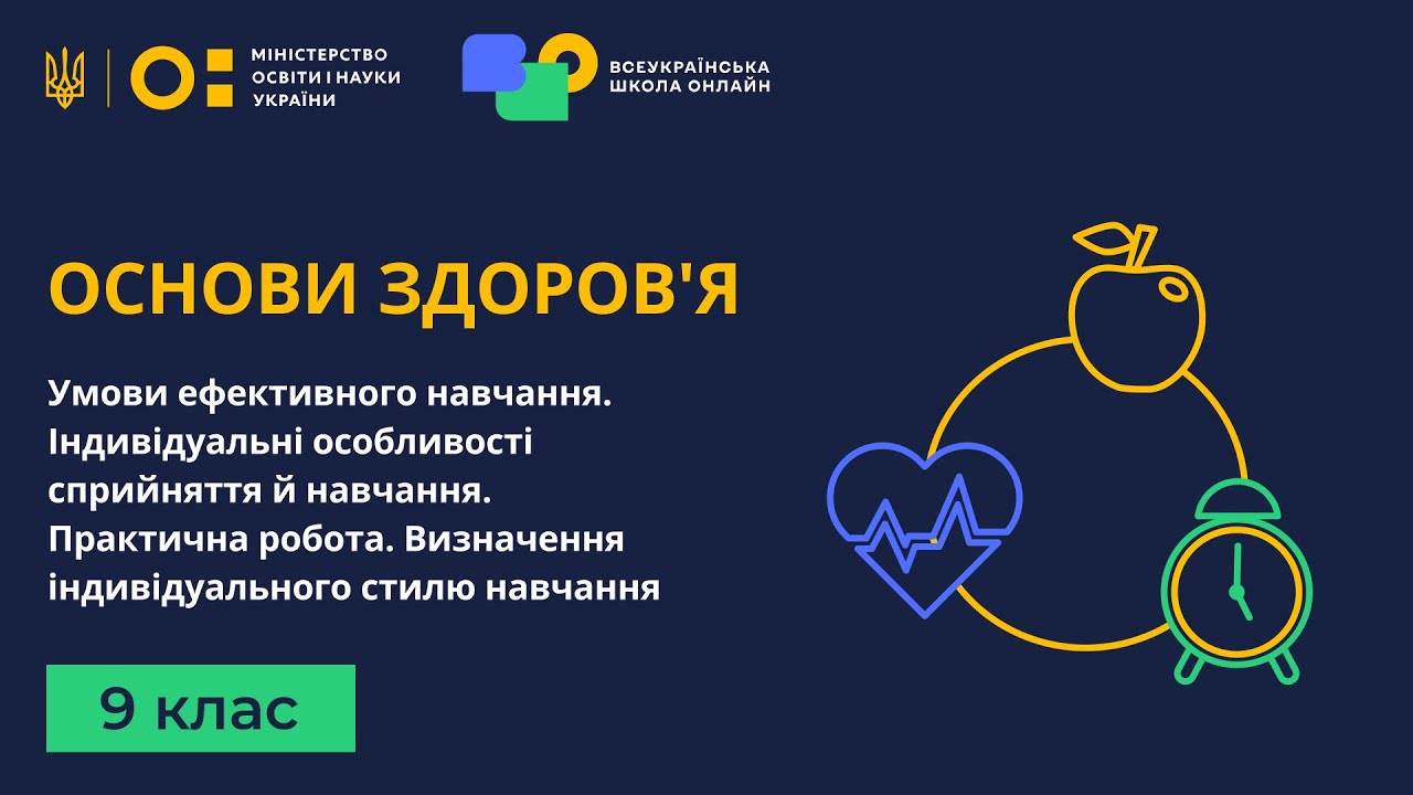 9 клас. Основи здоров'я. Умови ефективного навчання. Індивідуальні особливості сприйняття й навчання