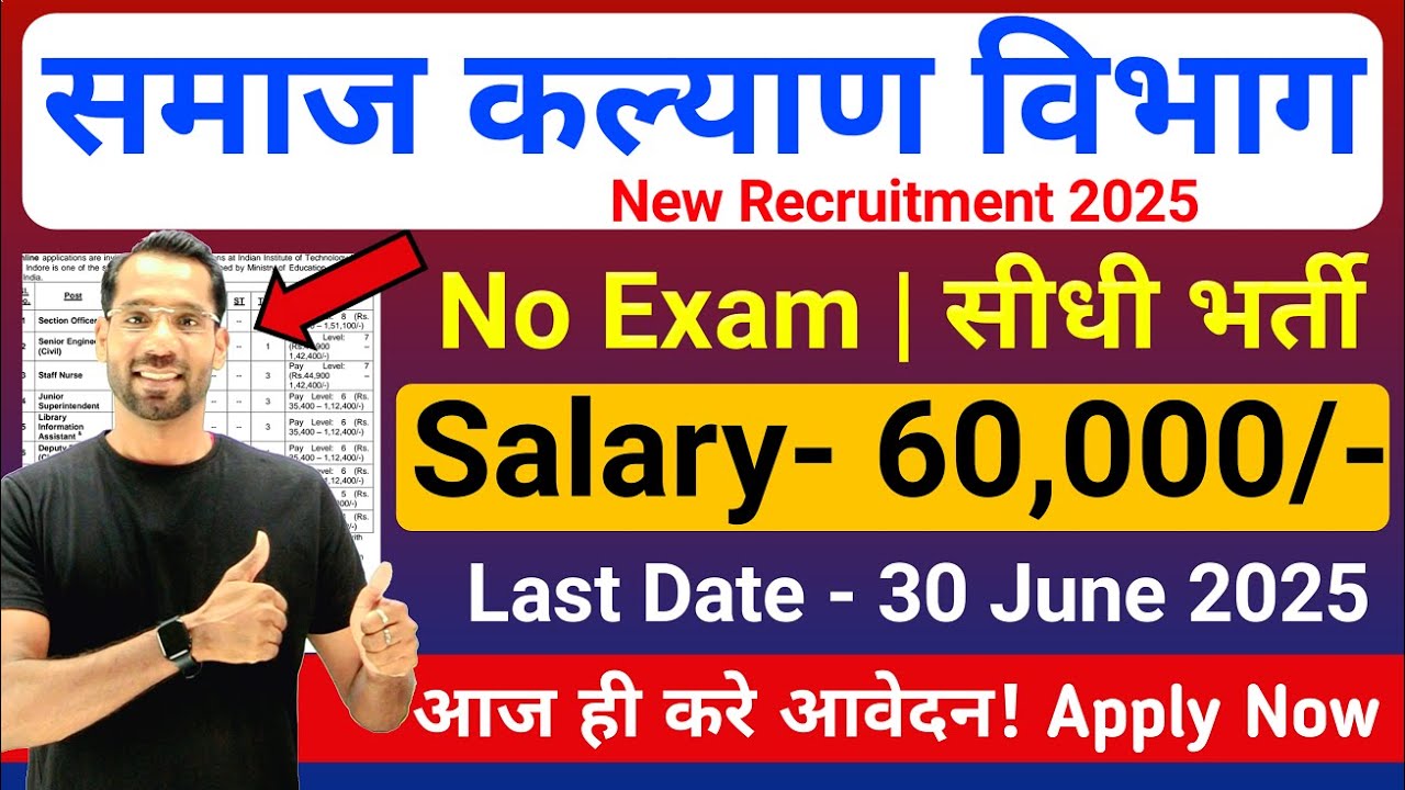 Social Welfare Department Recruitment 2025 | Samaj Kalyan Vibhag Bharti 2025 | New Vacancy 2025