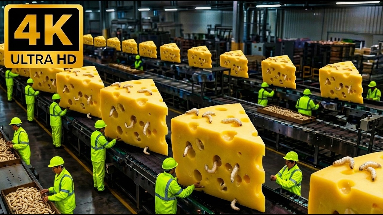 Así se fabrica el Gorgonzola en una mega fábrica (ASMR industrial, sin narración)