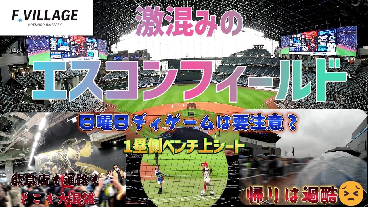 激混みのエスコンフィールド　昼食難民と帰りのバスには要注意！　１塁側ベンチ上のシートは快適でした😆👍