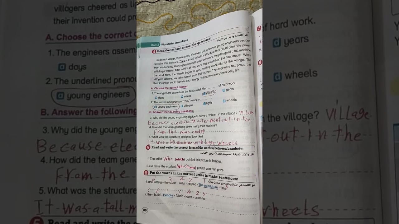 حل صفحة 85 و 86 و 87 من كتاب بت باى بت للصف السادس انجليزي حل test on unit 2 الترم الثاني 