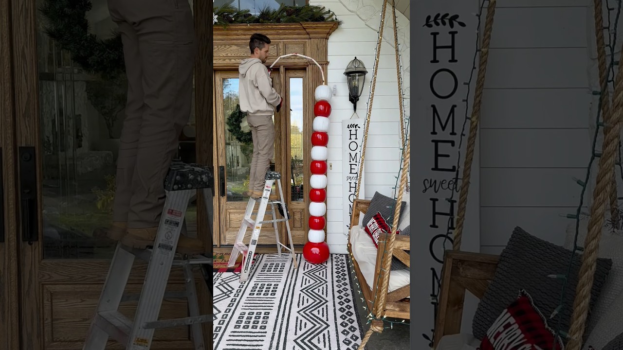 Stay around for the end to see it at night! #diy #candycane