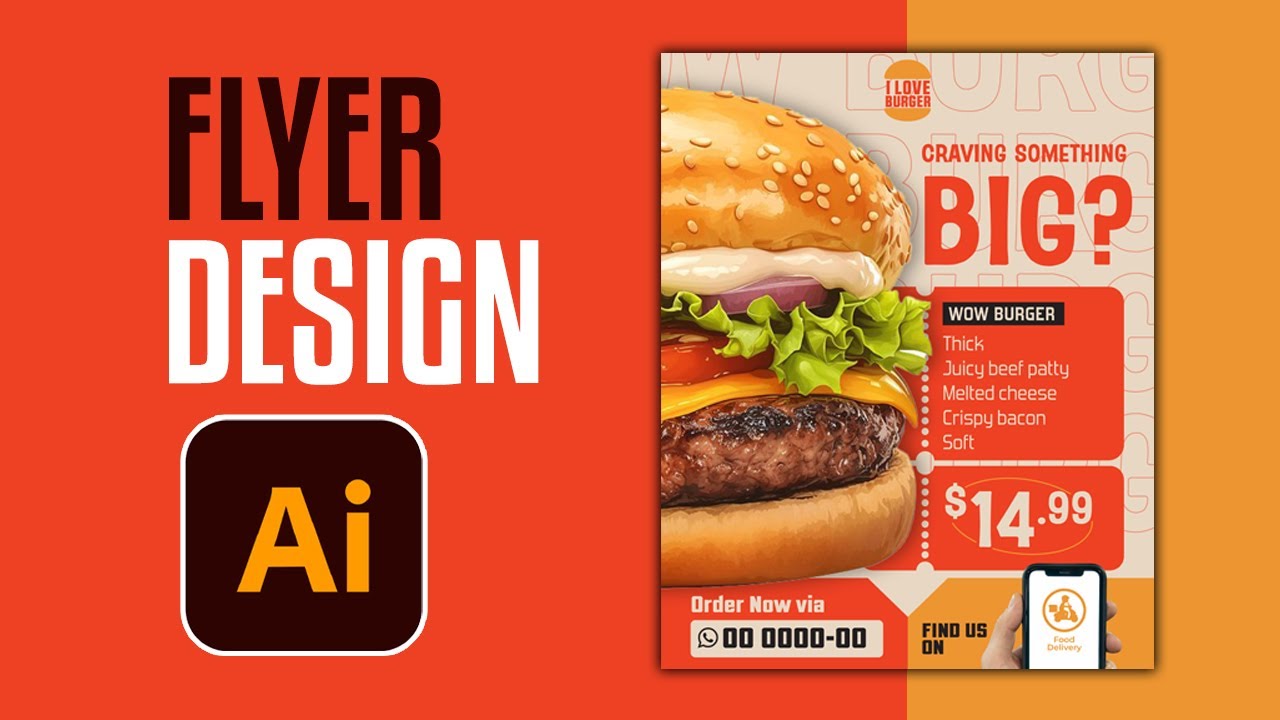 Burger Ads Design - Flyer Design - Adobe Illustrator Tutorial