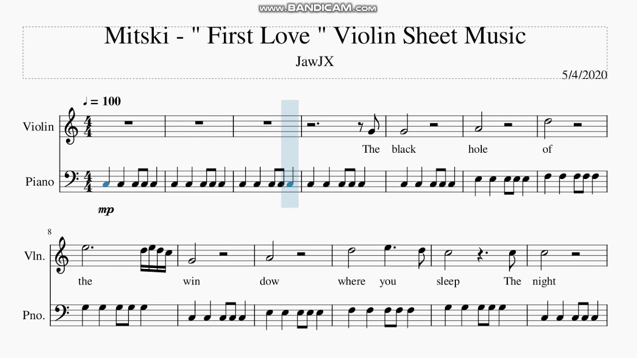 Mitski - First Love - Violin Sheet Music