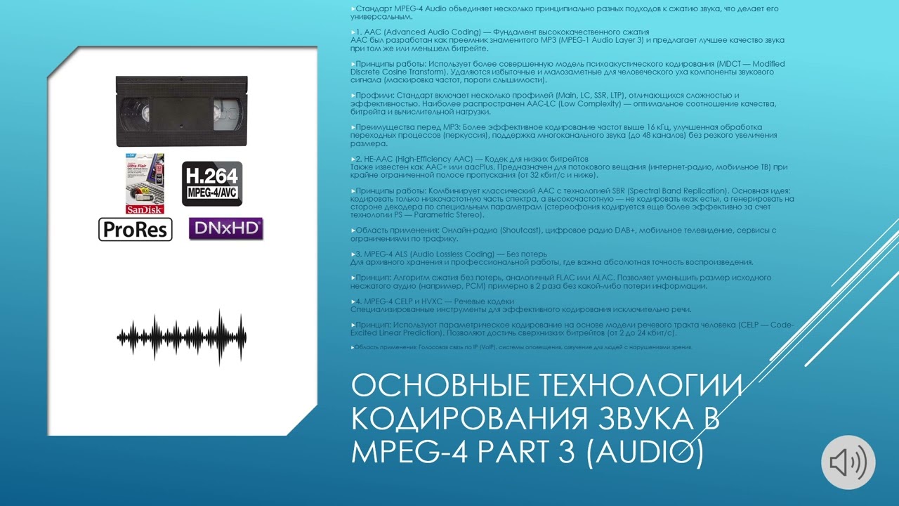 Звук в стандартах H.264/MPEG-4 Валунчик Н.В. ОП461
