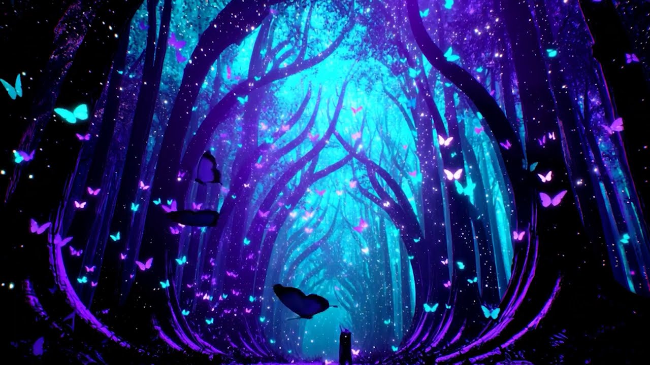 Enchanted Fantasy Dreamy Butterfly Forest Background | Meditation Spa Background