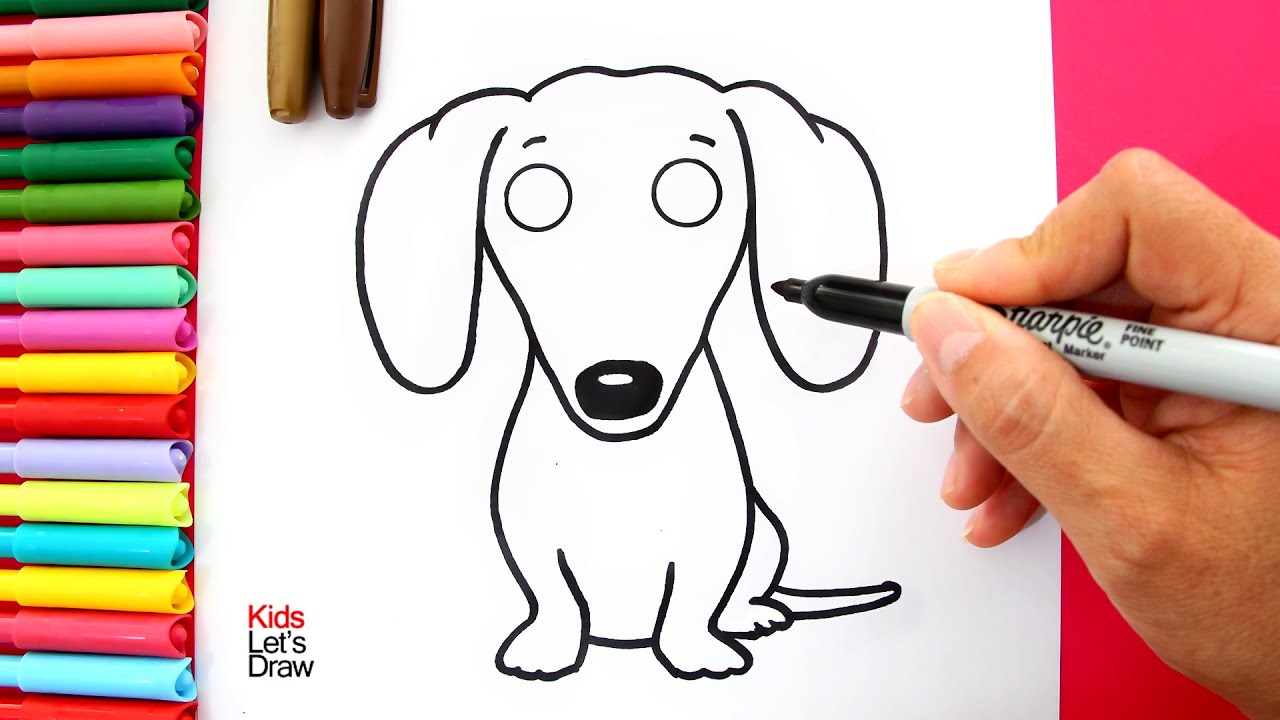 Aprende a dibujar un PERRO DACHSHUND (Salchicha / Teckel / Vienesa) Fácil