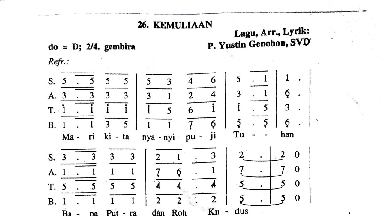 Mari Kita Nyanyi Puji Tuhan || Lagu Gloria arransemen Yustin Genohon || Lagu Kemuliaan