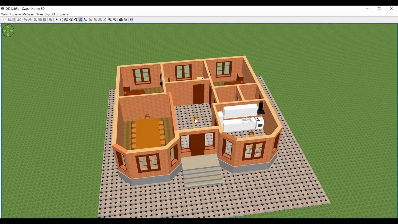 12.40×11.60 Juda ham chiroyli Ixcham Uy proekti 3D holatda