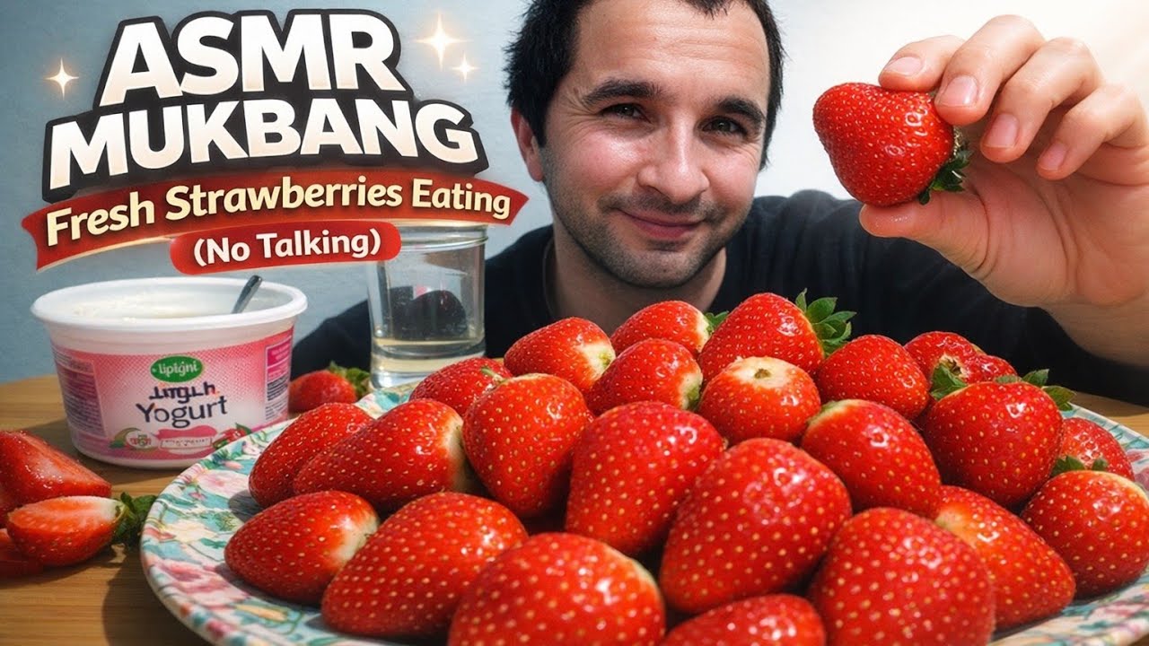 ASMR Mukbang | Fresh Strawberry Eating 🍓 Juicy & Crunchy Sounds (No Talking)