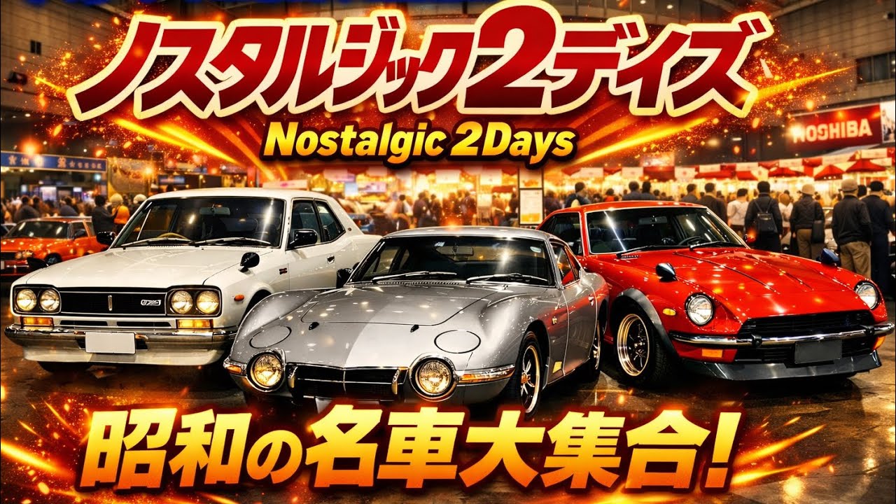 【名車の集い】パシフィコ横浜で大規模昭和の旧車、レストアイベント開催！ノスタルジック2デイズ2026！