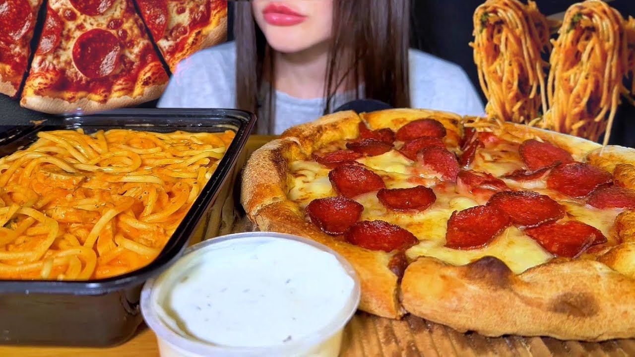 ASMR PIZZA & CREAMY ROSE NOODLES PASTA | ASMR MUKBANG