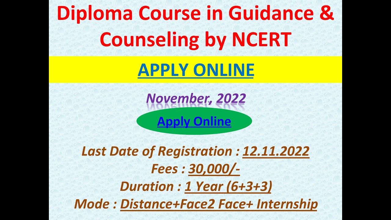 Admission in Diploma in Guidance & Counselling by NCERT #admission