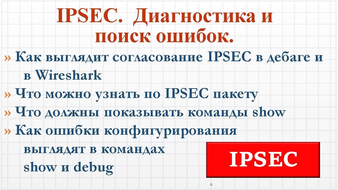 5.3 Диагностика и поиск ошибок в конфигурации IPSEC туннеля