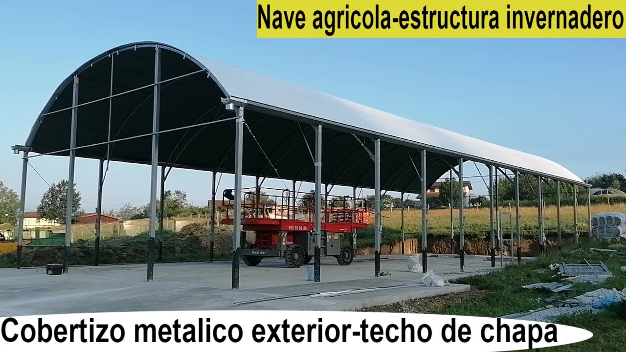 Cobertizo metalico🗼Garaje metalico🗼Nave agricola-techo aislado con lana mineral.Armazon de chapa
