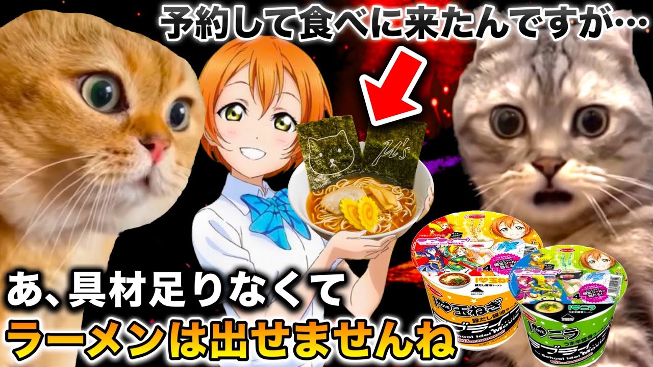 実際にラブライブの黒歴史ラーメンを食べに行ったら、具材が足りないらしく提供されなかった件【猫ミーム】 #猫マニ #猫ミーム