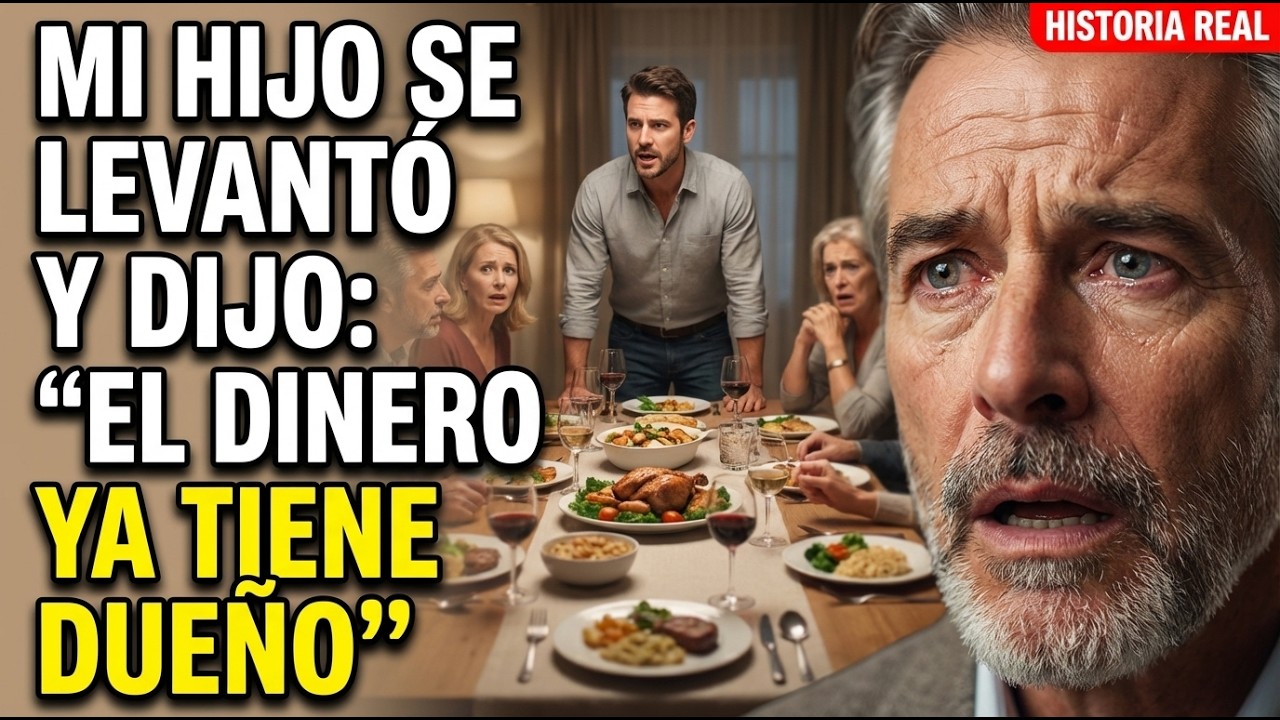 Durante la cena familiar, mi hijo mayor se levantó y anunció: “El dinero de papá ya tiene dueño.”