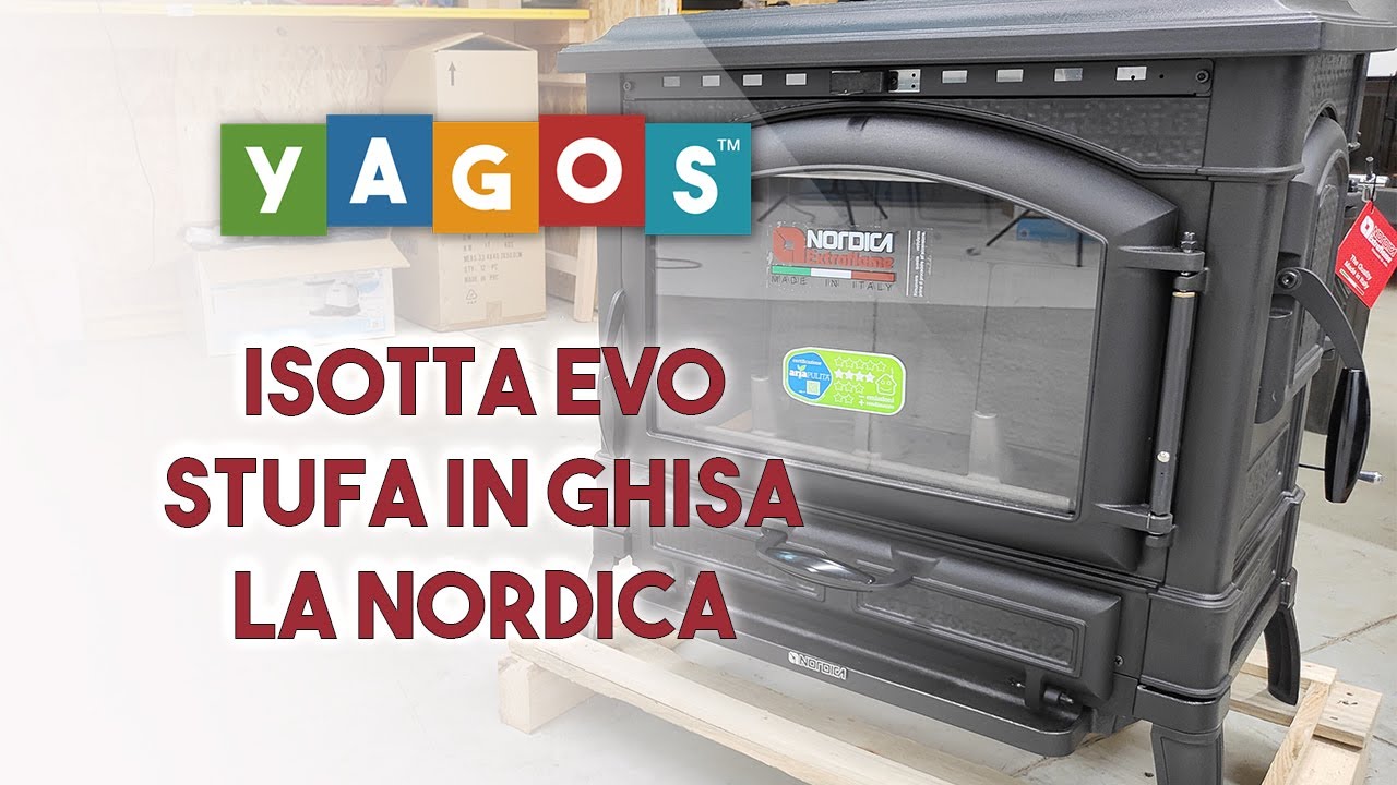 Isotta Evo Stufa a legna in ghisa La Nordica panoramica prodotto Yagos