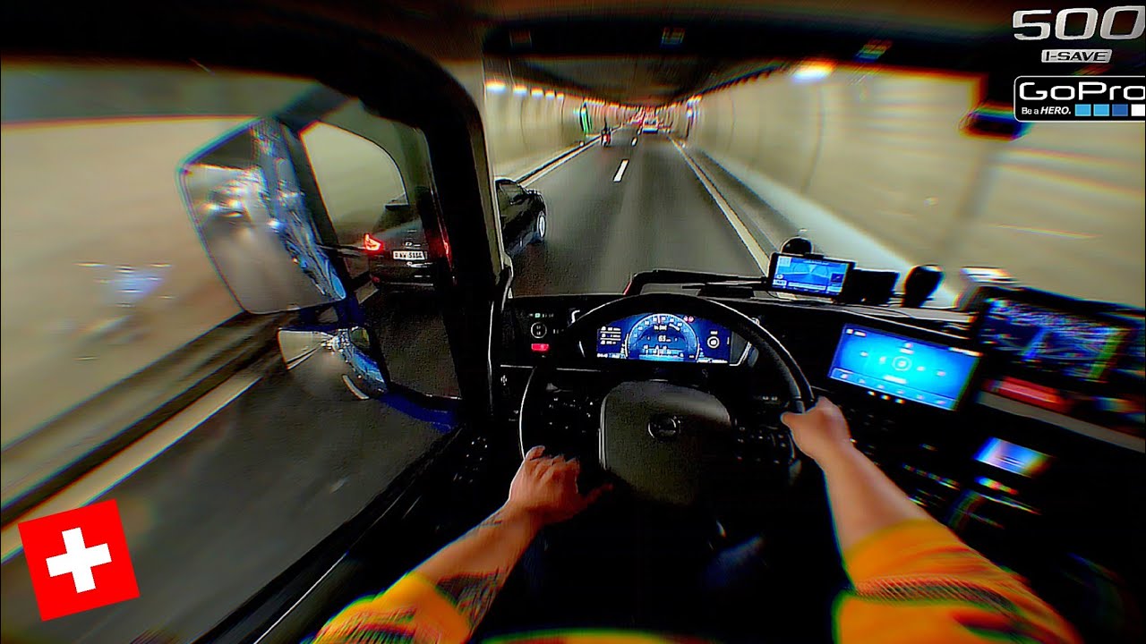 Truck driving POV - Relax drive - Switzerland A2