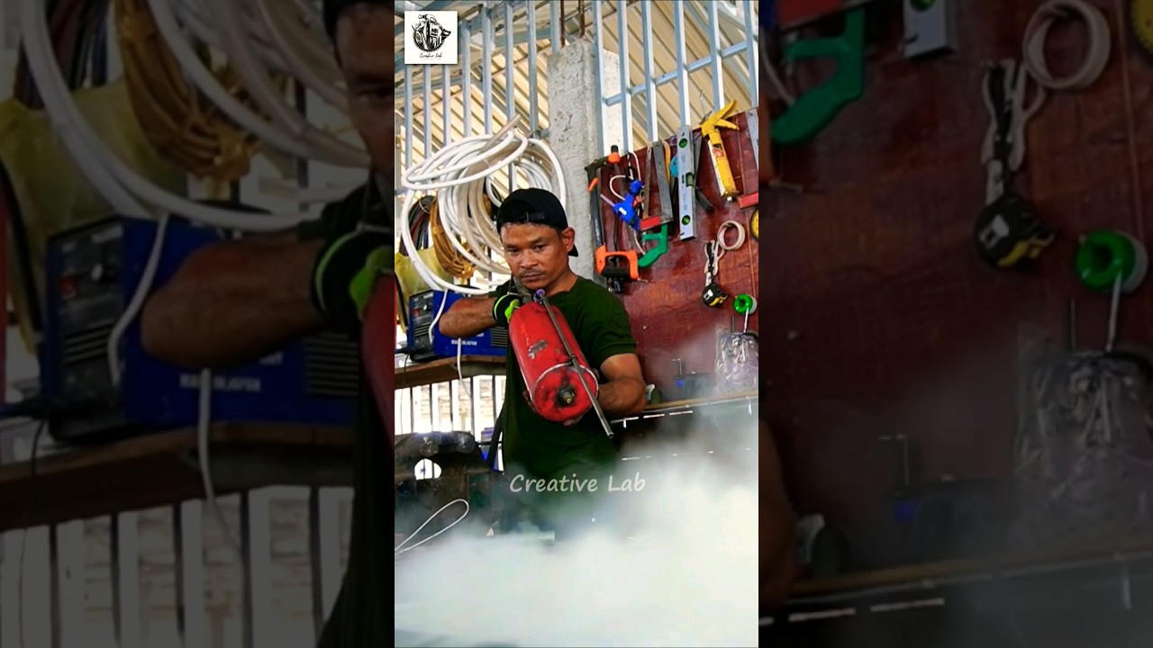 Homemade Powerful Air Gun With Fire Extinguisher #shorts #airvalve #airforce #airgun #ytshorts #4u