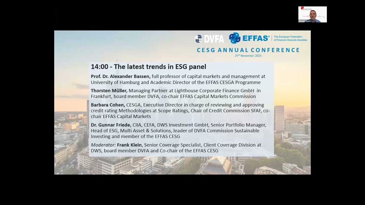 The latest trends in ESG Panel  - (CESG Conference 25.11.2021)