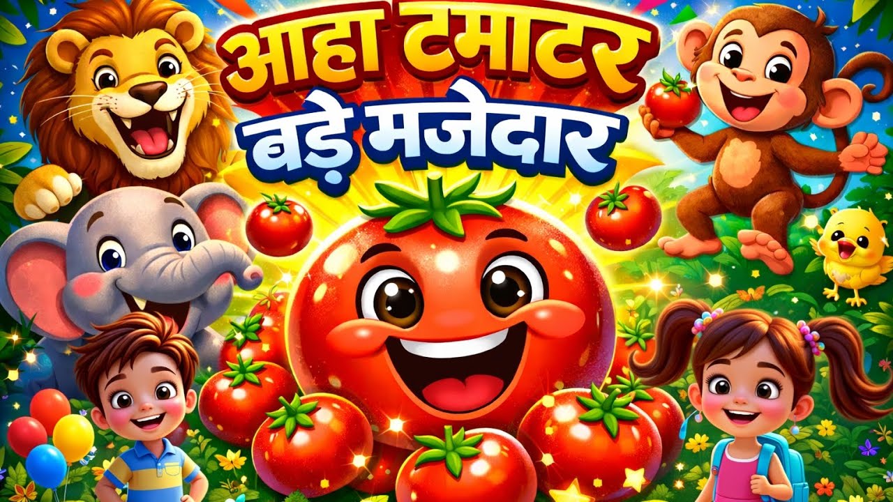Aaha Tamatar Bade Majedar | आहा टमाटर बड़े मजेदार | Aaha Tamatar | Nursery Rhyme | Poem For Kids |