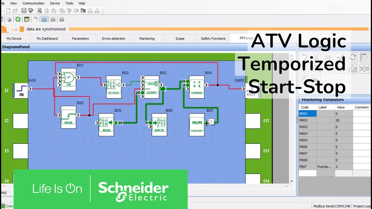 How to use temporized start/stop with ATV Logic on ATV320 ? | Schneider Electric