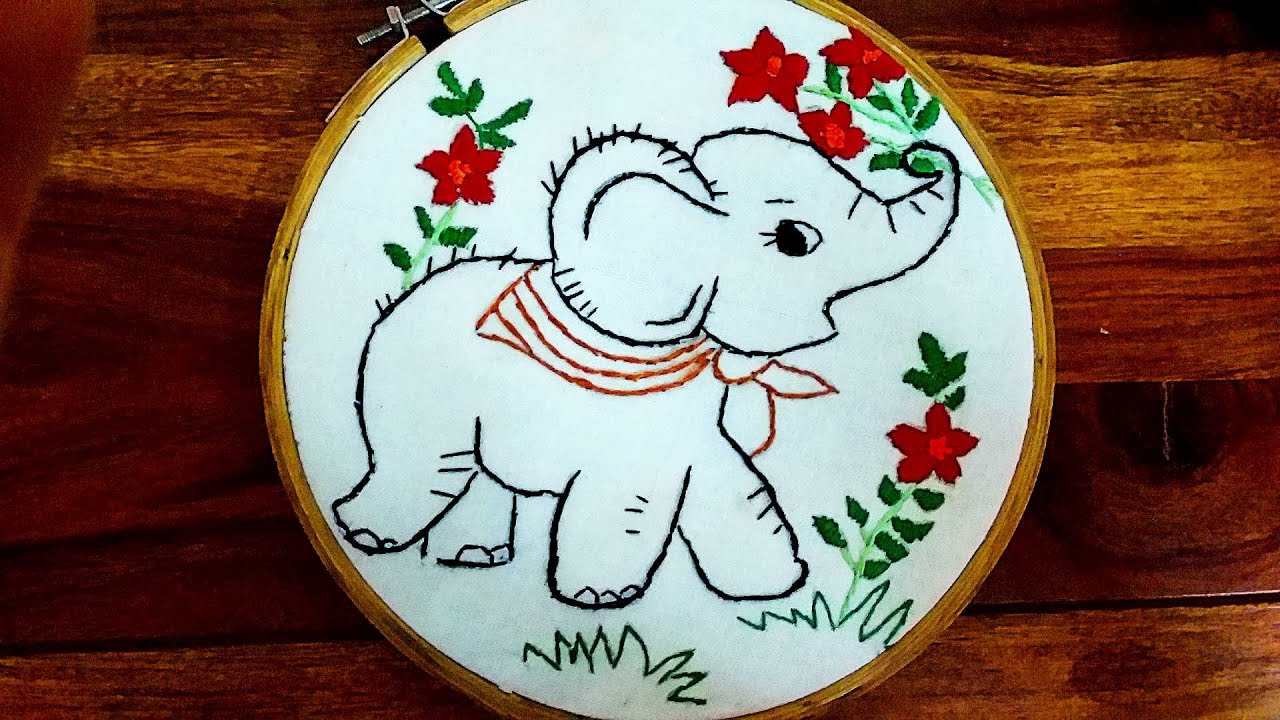 Beautiful elephant hand embroidery design#trending #beginners