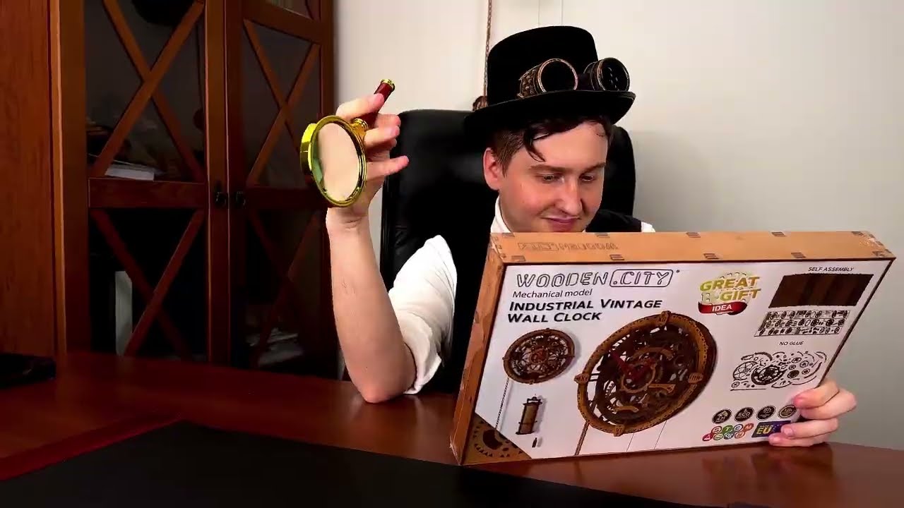 3D Wooden Clock Puzzle &mdash; Industrial Vintage Wall Clock by WOODEN.CITY | Working Mechanical Pendulum