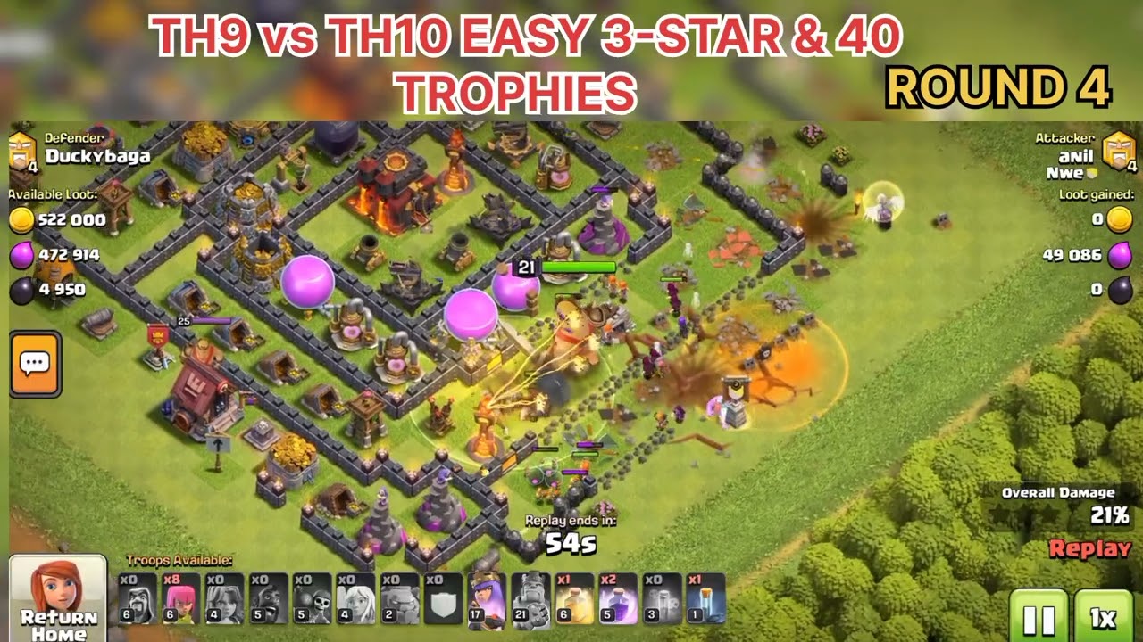 TH9 vs TH10 Attack Strategy | Easy 3 Star & +40 Trophies! 🏆